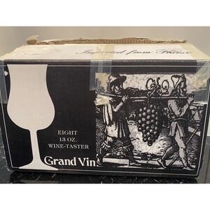 Vintage LUMINARC JG DURAND Grand Vin Wine Glasses France Original Box Set Of 8